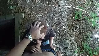 Thug-girl Sucks Cock and Eats Cum Outdoor - SOboyandSOgirl