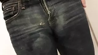 piss in tight faded jeans