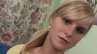Blonde teen beauty lets me cum on her incredible huge tits