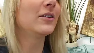 Blonde beauty with a juicy ass is a sucking machine