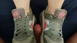 Cumshot on my wife's Nike Sneaker