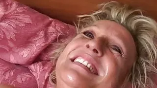 Blonde MILF fucks with toys and cock in order to cum