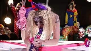 Crazy Clown Leya takes her aggression out on her pussy