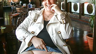 British Fattie Masturbating in a Public Bar