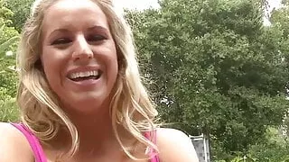 Blonde Cassidy Blue has interracial anal sex