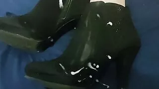 Big Cumshot on my wife's Heels