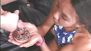 Cute Asian teen fucking older cock