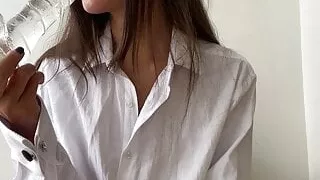 sucking and fucking myself with a dildo