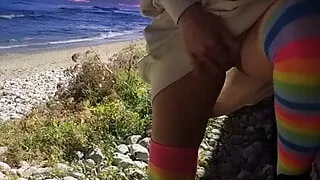 Sexy Blonde’s extreme masturbation outdoors – Hot ass