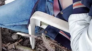 Quick risky wank at the creek