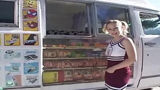 Blonde teen fucked in a car until the cumshot hits her face