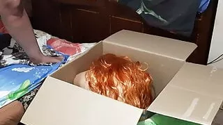 Friends ordered a girl in a big box who gave me an orgasm