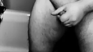 Masturbation in the mirror and massive cum shot