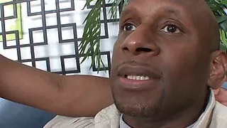 Busty black babe sucks and fucks black stud like a pro