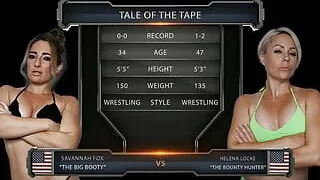 Savannah Fox In A Lesbian Wrestling Fight Against Helena Locke