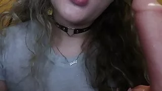 Pretty Woman with Painted Lips SMOKES a CIGARETTE for you