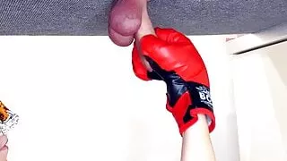 A brave girl smashes balls in the new Ballbusting boxing vid