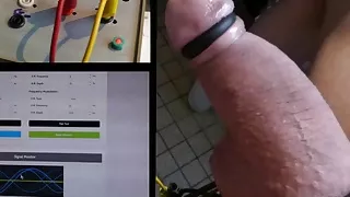 ESTIM cock live test with computer electron program box DIY