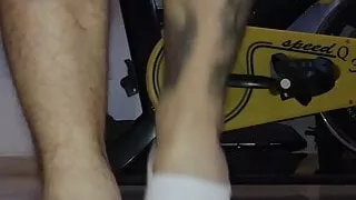 He does exercise in socks ( Big feet for worship)