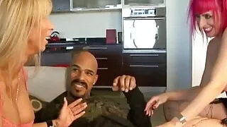 Morgan and Raven enjoy an interracial threesome fuck with black cock