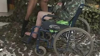 Disabled old man fucks his ebony caregiver