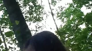 Outdoor fuck for hot brunette who wants cock
