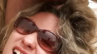 Blonde fucks in amateur threesome two big dicks