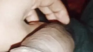 Closeup foreskin open uncut cock