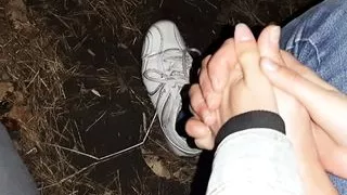 Neighbor in the forest by the fire masturbates and talks dirty