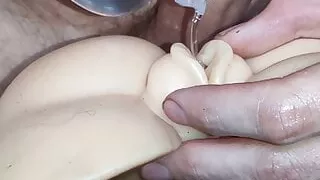 gives pleasure to his cock