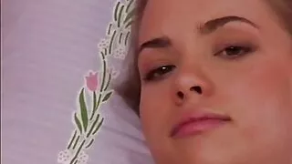 Little April with natural tits fingering pussy