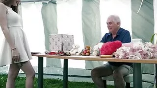 Naughty teen gets fucked hardcore by old grandpa