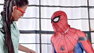Naughty Aunt Sofie Marie Sucks Spiderman#s Massive Hard Dick