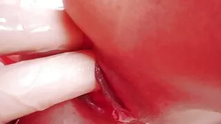 Creamy pussy after double penetration masturbation