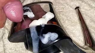 cumshot on a pleaser platform heel