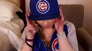 Baseball Fan Sunny Lane Licks Her Fingers After Masturbating