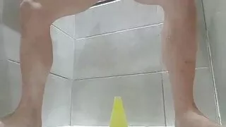 anal cone insertion in shower and fist solo