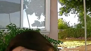 Tiny Trisha gets naked and blows the dude