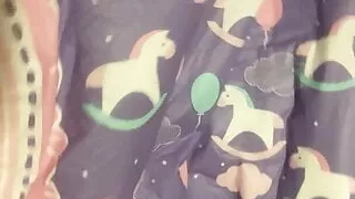 Pissing in an open diaper