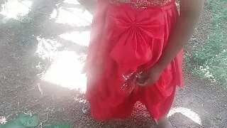 crossdresser masturbate in a red dress EP.1