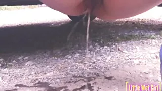 Pissing outdoors outside the car