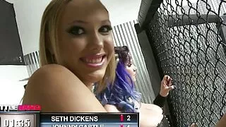 Fat slut with huge natural boobs fucks loser