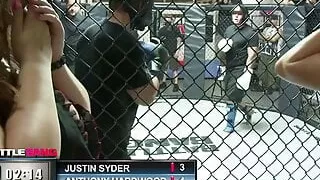 Hairy brunette teen with natural tits fucked in the boxing ring