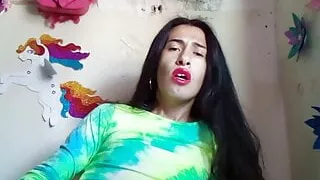 Touching my little penis on my bed.