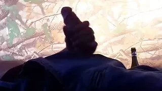 Russian teen on public camping jerking off his big dick