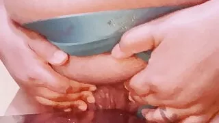 Latina rubs pussy against furniture