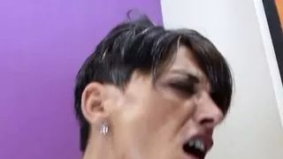 Skinny mature lady sucks and fucks young cock