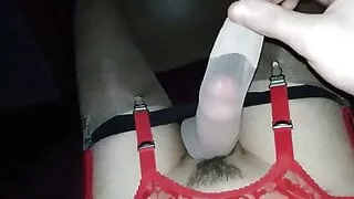 masturbating an cum in stockings