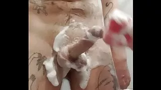 fingering my cock with a soapy sponge #1