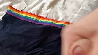 Quick wank and cumming onto boxers